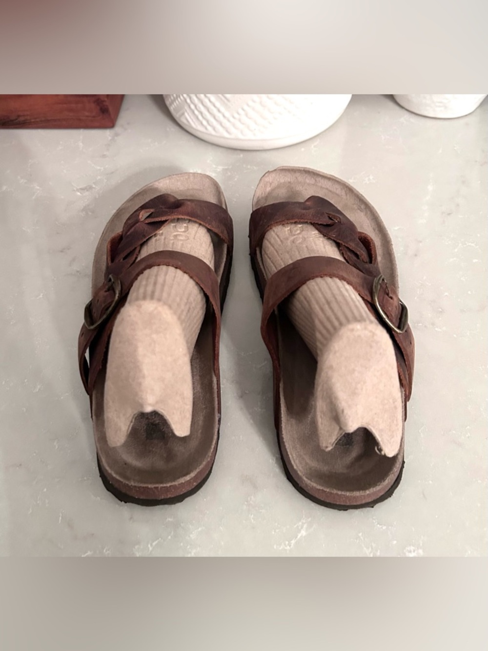 White Mountain Crawford Signature Braided Leather Toe-Loop Sandal in Brown - Picture 5 of 7